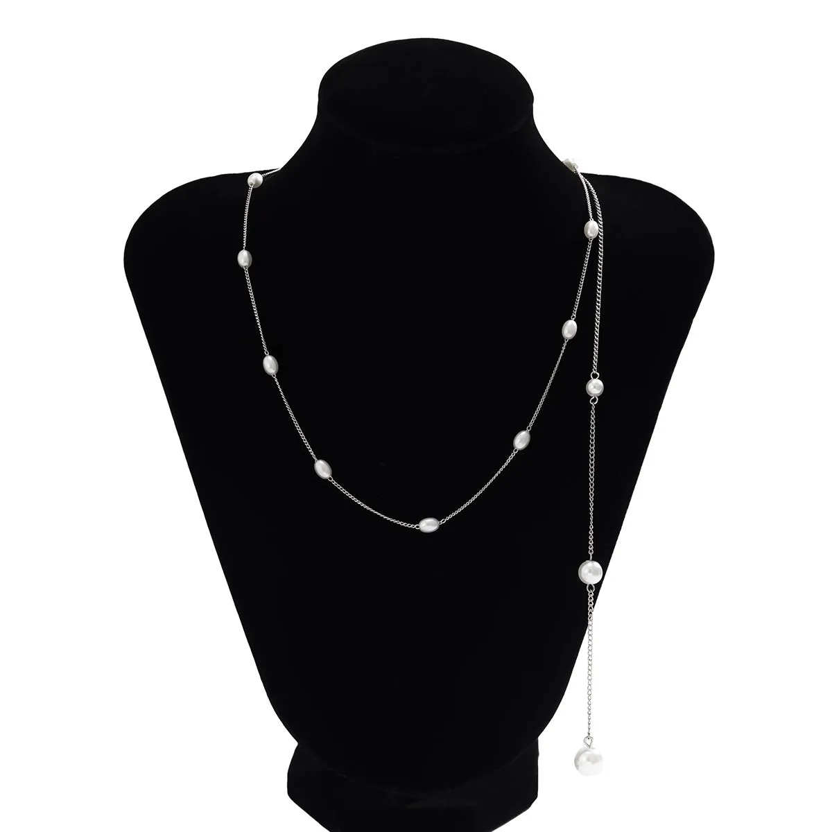 Long Beaded Body Chain with Pearl Tassel Back Chain