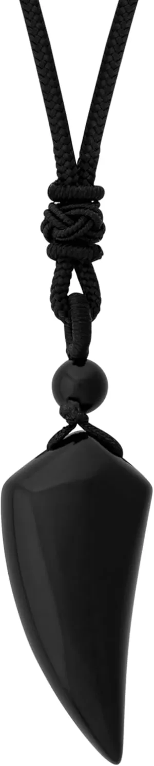 MINACHI Black Obsidian Arrowhead Pendant Necklace with Braided Cord, Tribal Jewelry Gift for Men and Women