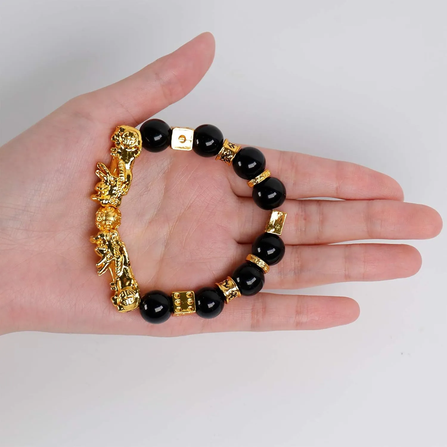 NEWITIN 12 Pieces Feng Shui Bracelets for Men Lucky Bracelet Obsidian Wealth Amulet Bracelet Hand Carved Pi Xiu Bracelets for Men and Women