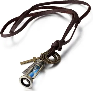 OIDEA Mens Womens Vintage Hourglass Lamp Pendant Necklace with Adjustable Leather Chain for Chirstmas Gifts