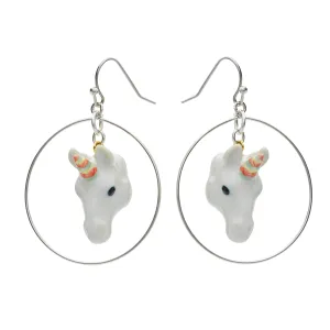Pastel Unicorn Hoop Drop Earrings