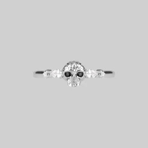 REMINISCENCE. Skull Head Onyx Silver Ring