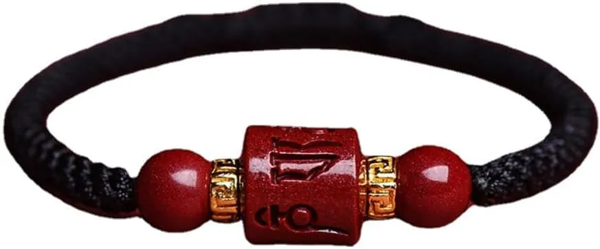 Six Character Mantra Cinnabar Red String Bracelet Handmade Woven Bracelet