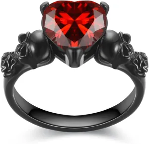 Skull Gothic Rings Retro Black Gold Heart Love Red Purple Crystal Zirconia Christmas Valentine's Day Mother's Day Engagement Women Jewelry Statement Cocktail Party Biker Ring