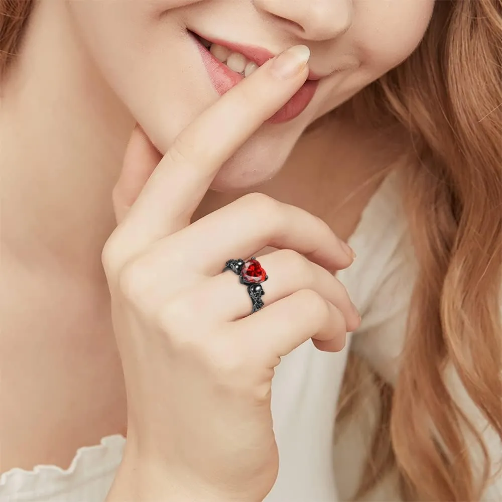Skull Gothic Rings Retro Black Gold Heart Love Red Purple Crystal Zirconia Christmas Valentine's Day Mother's Day Engagement Women Jewelry Statement Cocktail Party Biker Ring