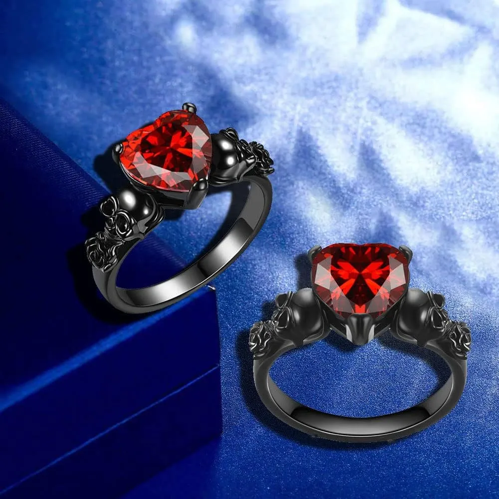 Skull Gothic Rings Retro Black Gold Heart Love Red Purple Crystal Zirconia Christmas Valentine's Day Mother's Day Engagement Women Jewelry Statement Cocktail Party Biker Ring