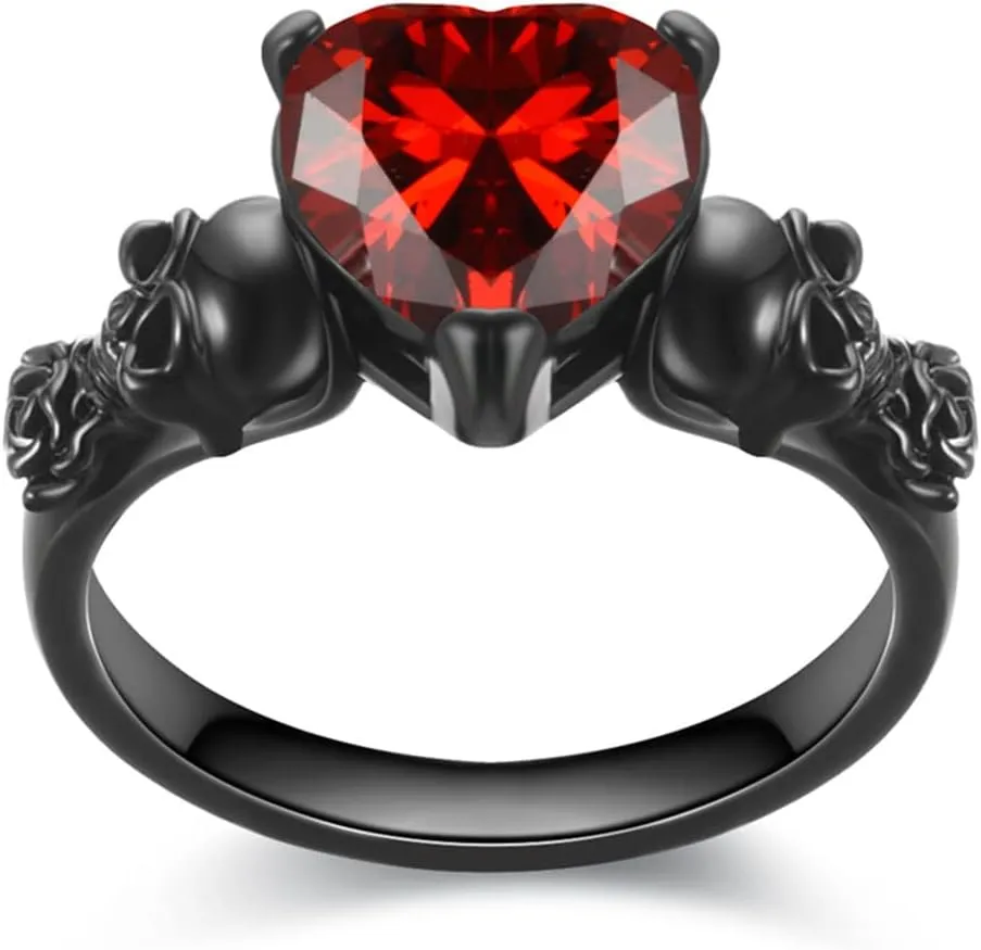 Skull Gothic Rings Retro Black Gold Heart Love Red Purple Crystal Zirconia Christmas Valentine's Day Mother's Day Engagement Women Jewelry Statement Cocktail Party Biker Ring