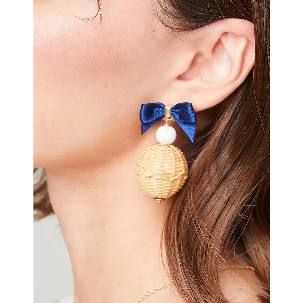 Spartina Bow Bauble Earrings Blue/Natural