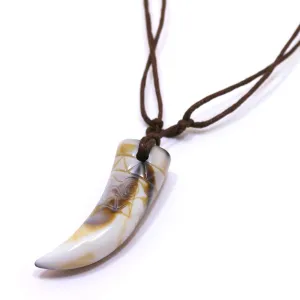 Tooth necklace faux large fang tribal teeth jewelry amulet husband Halloween gift animal talisman wolf bear bone hunter choker Mens lion tiger African safari jewellery native tribal caveman jewelry