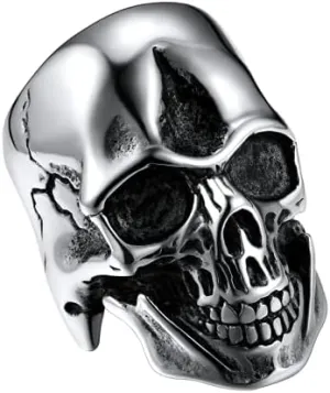 U7 Skull Ring, Skeleton Ring, Biker Ring for Cocktail Party, Gothic Fashion Rings with Skull, Size 7-14,Stainless/Black/Gold Color