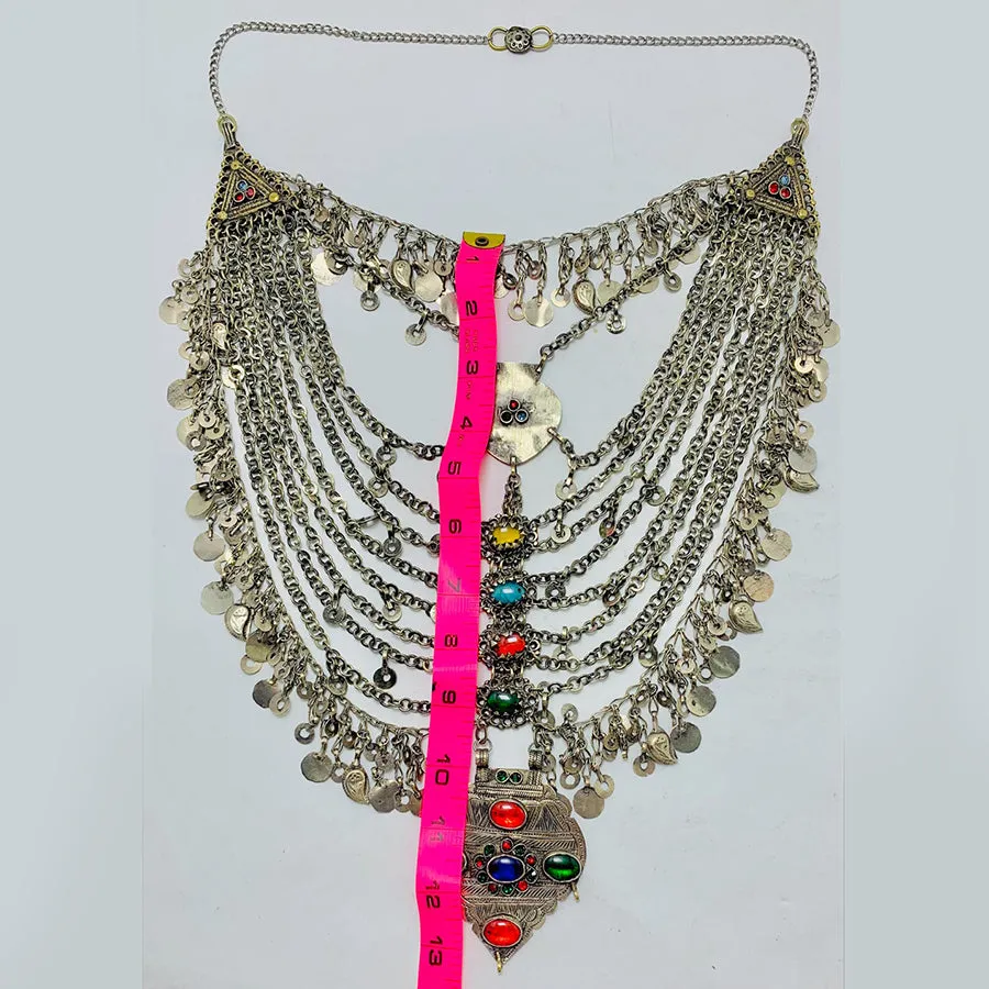 Vintage Long Multi Strands Bib Necklace