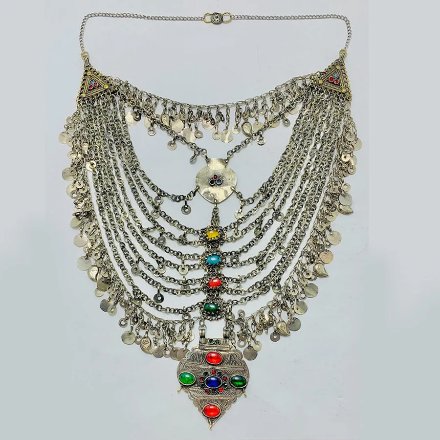 Vintage Long Multi Strands Bib Necklace