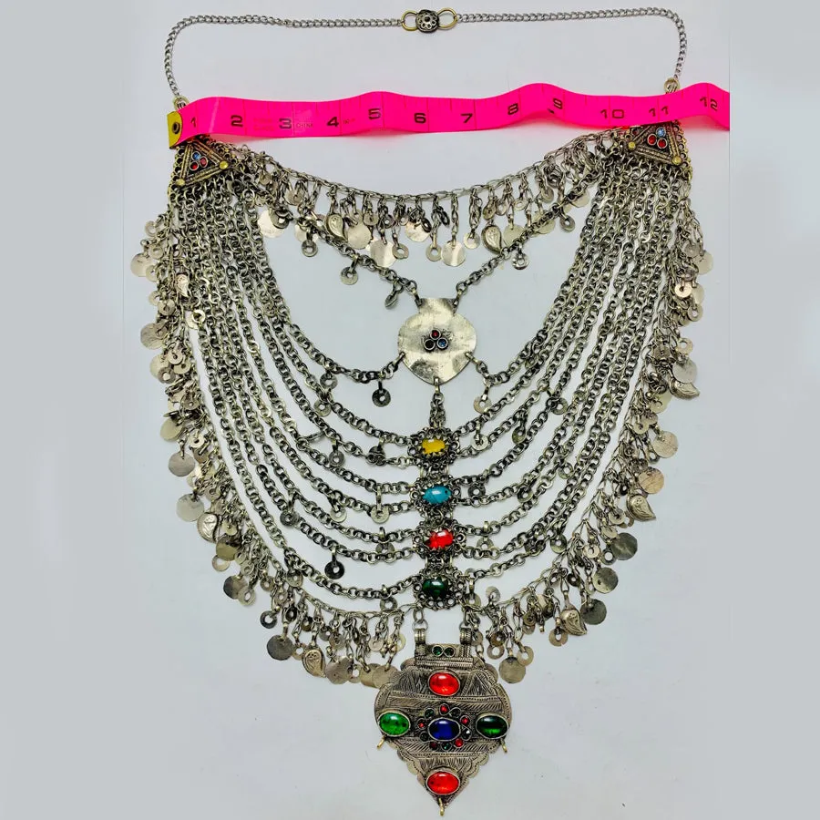 Vintage Long Multi Strands Bib Necklace