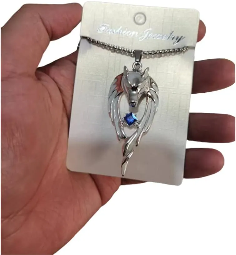 Wolf Necklace Pendant for Women Men Stainless Steel Luminous Animal Wolf Totem Necklace Teen Halloween Glow in the Dark Jewelry