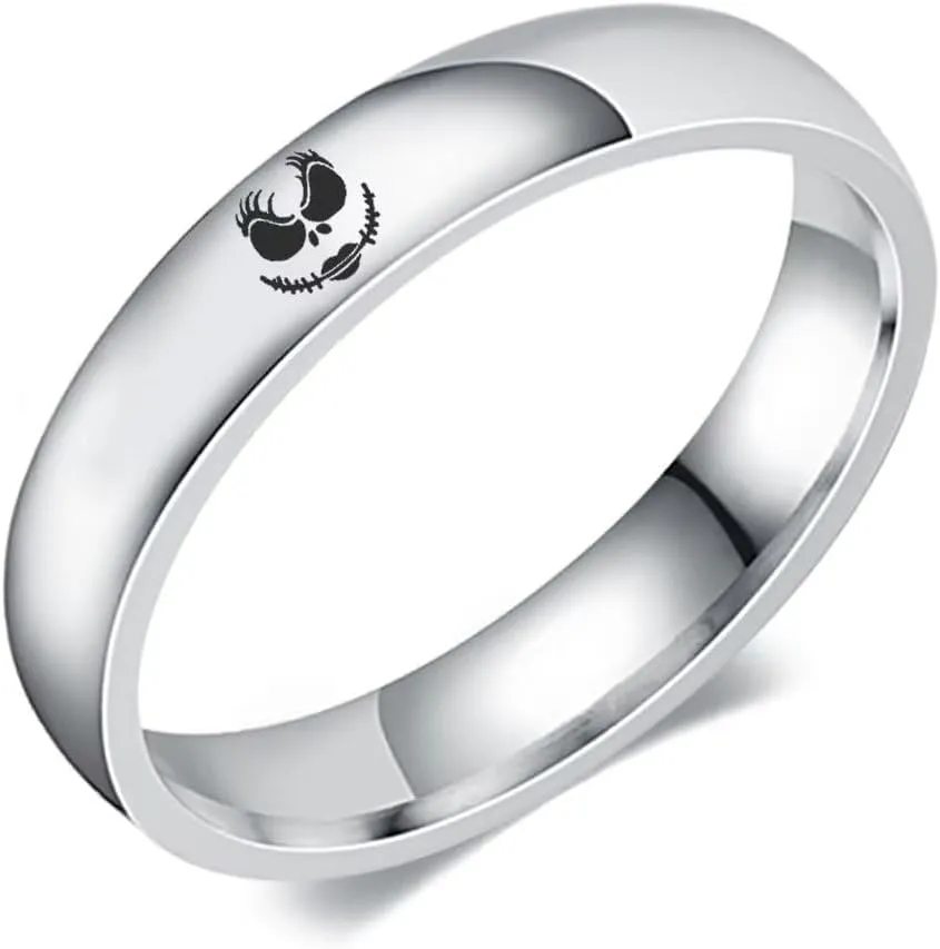 XAHH Jack and Sally Couple Ring,Nightmare Before Christmas Gifts Jewelry, Valentine Anniversary Birthday Gifts for Women Men Size 5-13