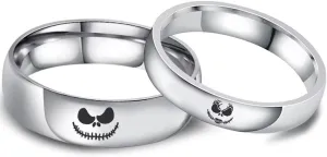 XAHH Jack and Sally Couple Ring,Nightmare Before Christmas Gifts Jewelry, Valentine Anniversary Birthday Gifts for Women Men Size 5-13
